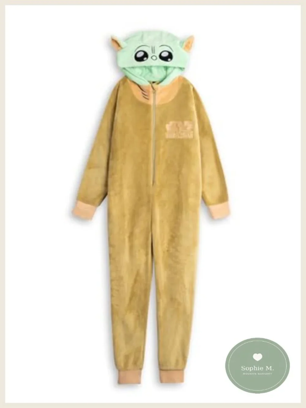Star Wars Grogu Unisex Kids Hooded Onesie Fleece Zip-Up Loungewear Costume